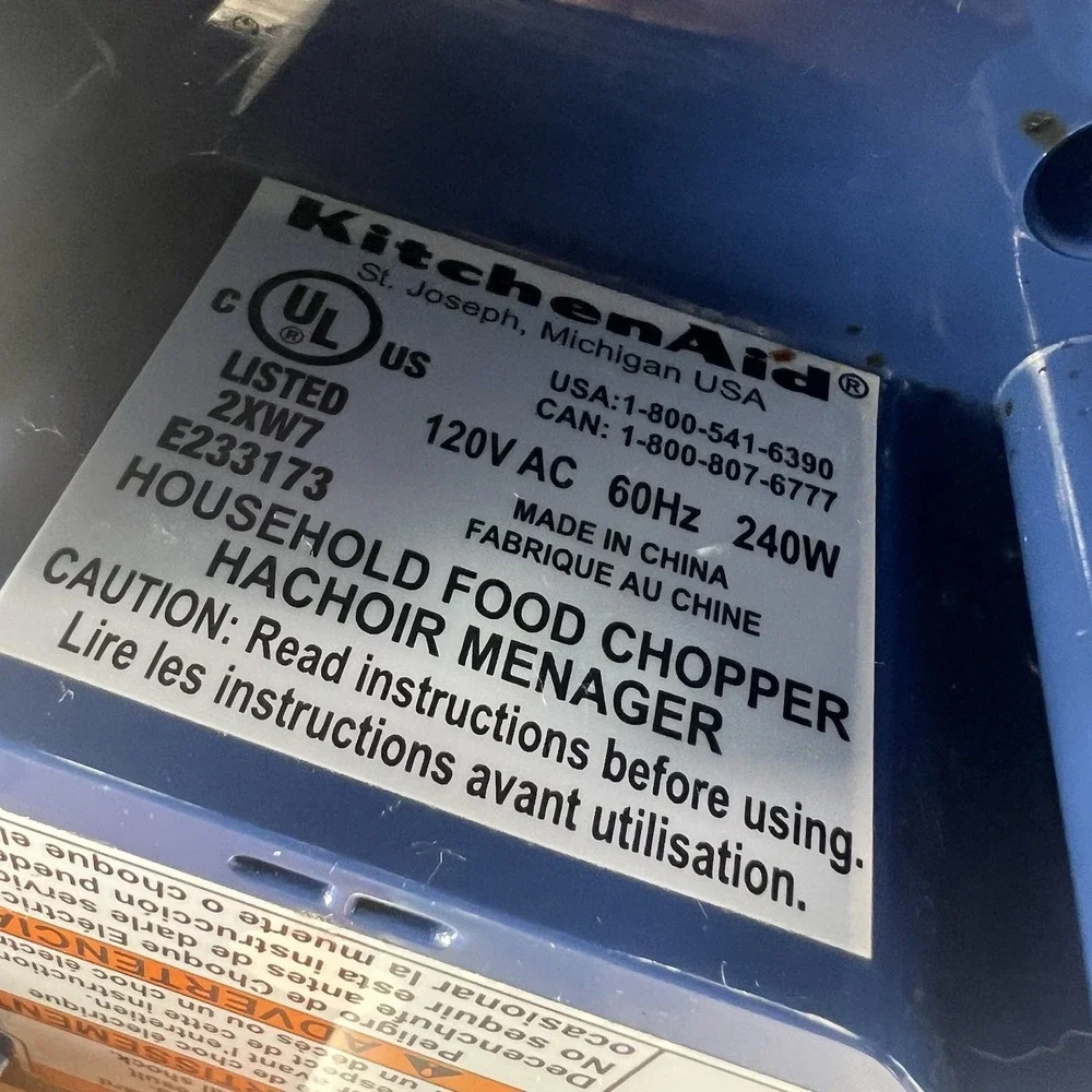 KitchenAid Chef's Chopper KFC3100 3 Cup Food Processor Blue Tested